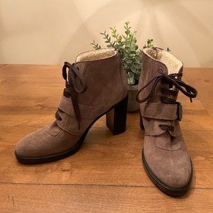 Aquatalia by Marvin K Suede High Heel Lace-up Ankle Boot Sz 7.5